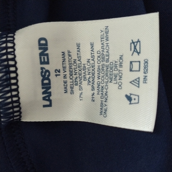 Lands' End Navy Two Piece Tankini Bathing Suit 12 - Picture 6 of 11